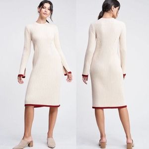 En Saison NWOT Womens Size Medium Tipped Ribbed Sweater Midi Dress Pullover